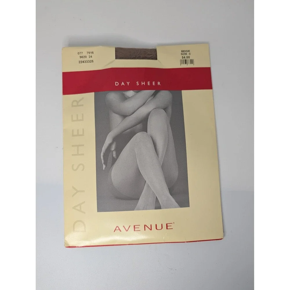 Avenue Day Sheer Pantyhose Beige Size C Made in USA Vintage Hosiery NIP
